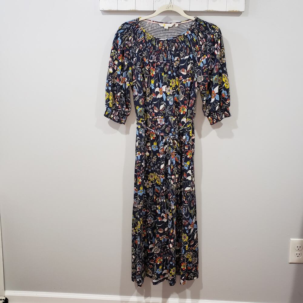 Boden Floral Midi Dress Size 10R Tie Waist